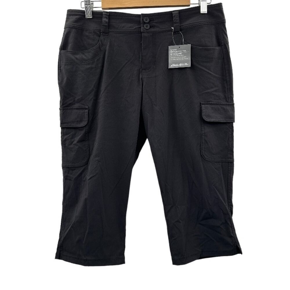 Eddie Bauer Black Slightly Curvy Straight Knee Length Cargo Hiking Shorts Sz 8P